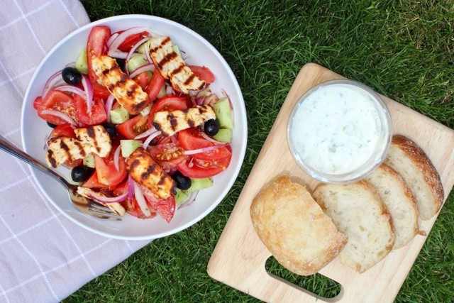 Greek Halloumi and Olive Summer Salad