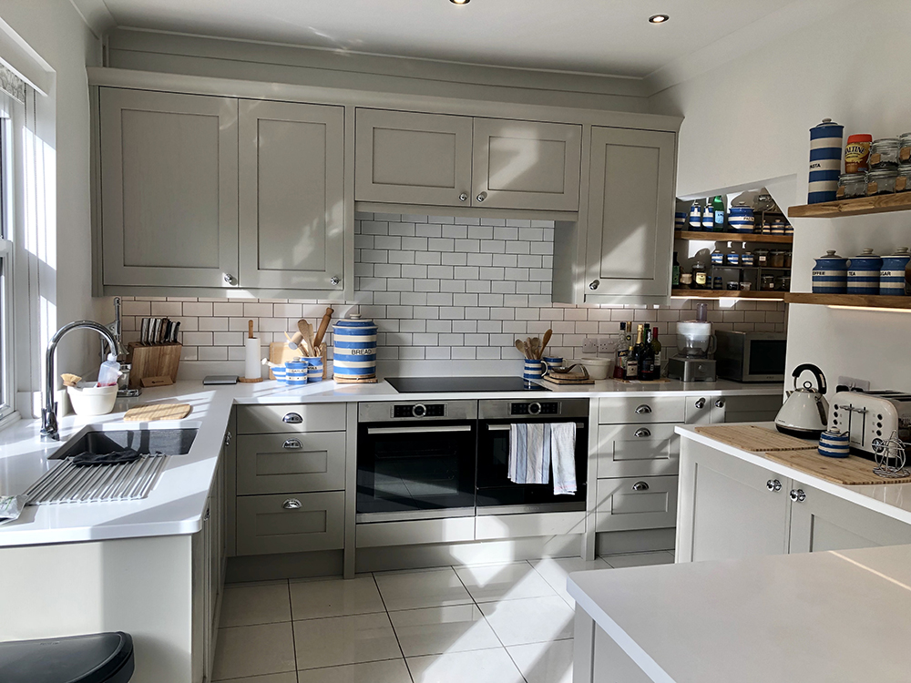 Timber Shaker Kitchen Painted in Stone for Townhouse