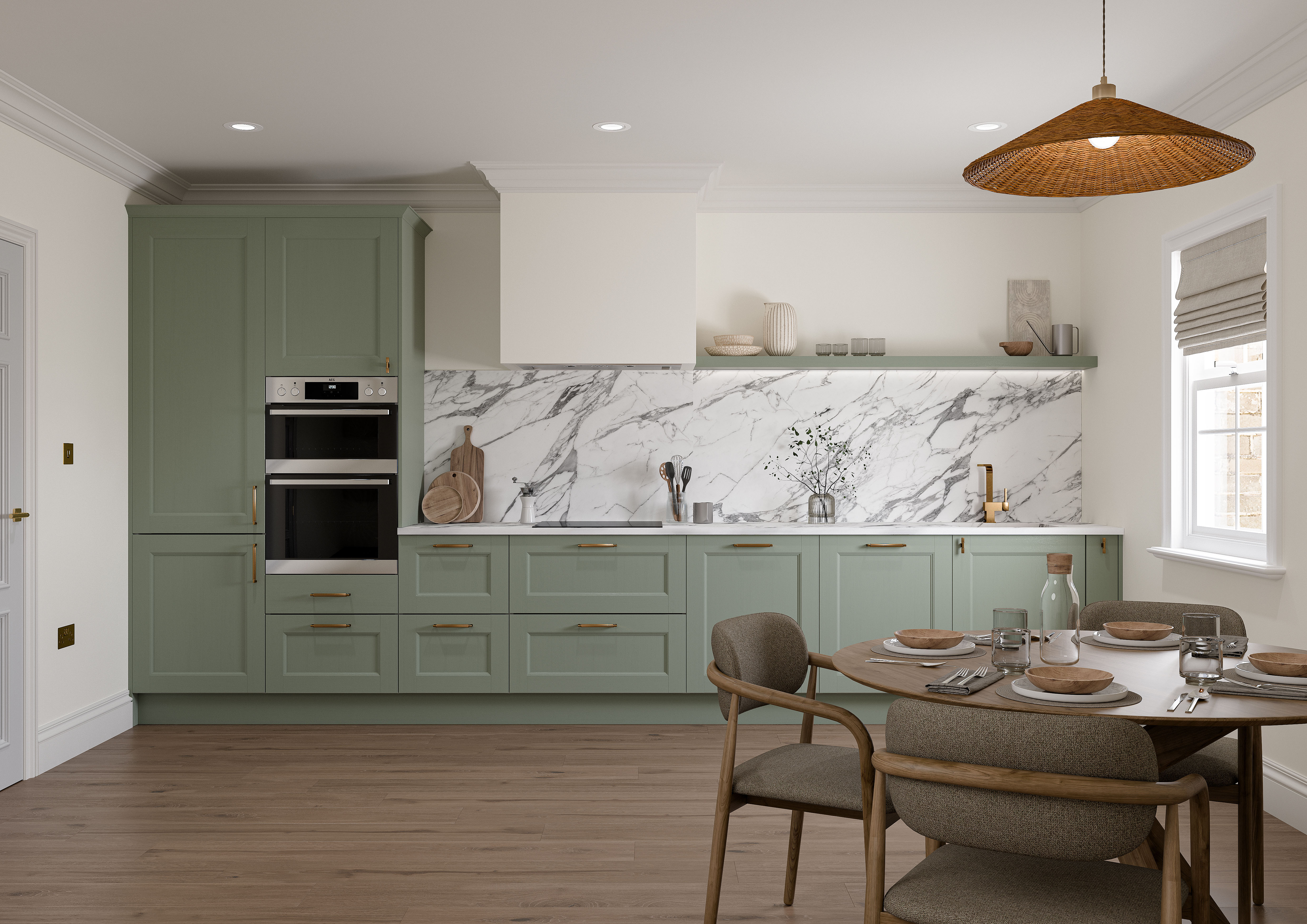 Belsay Beaded Kitchens Reed Green kitchen