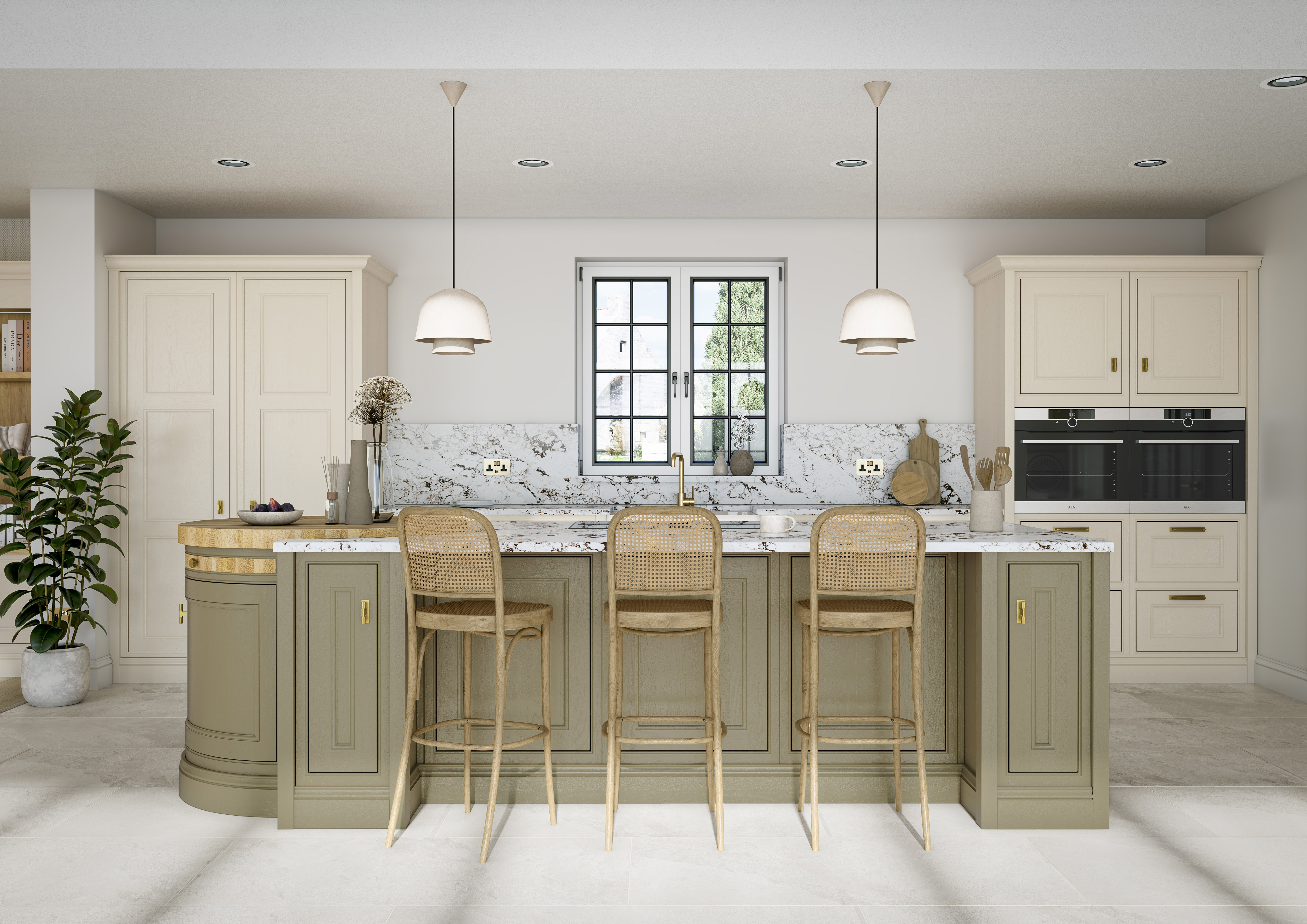 Clarendon Beaded Kitchens Olive and Mussel kitchen