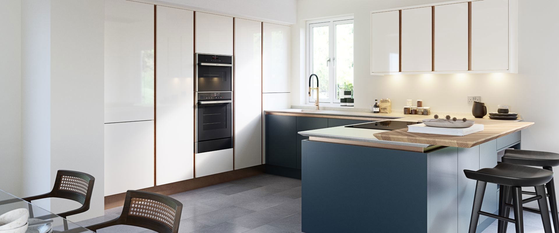 Handleless kitchen in graphite, Durham