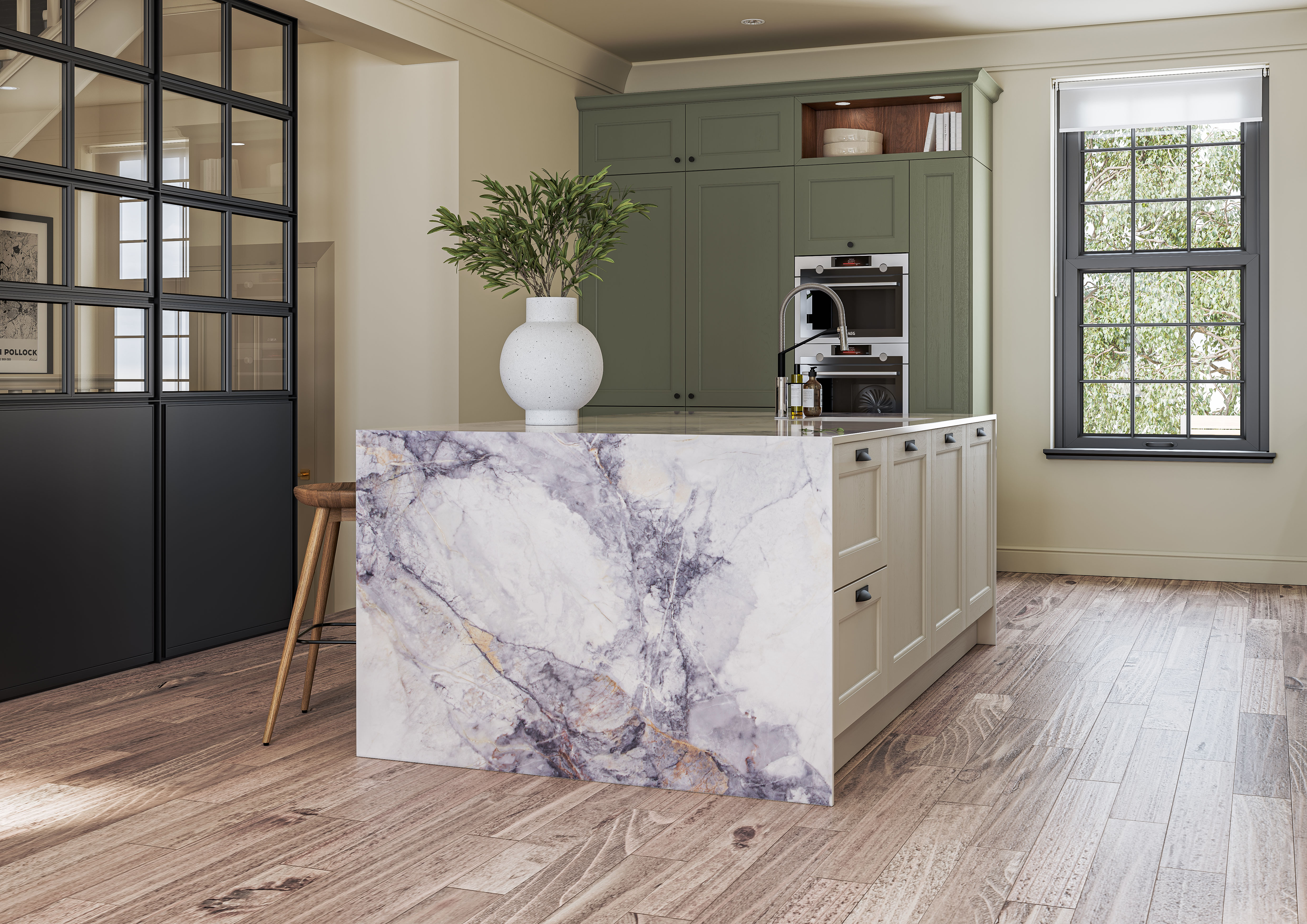 Mornington Beaded Kitchens Regiment and Taupe Grey kitchen