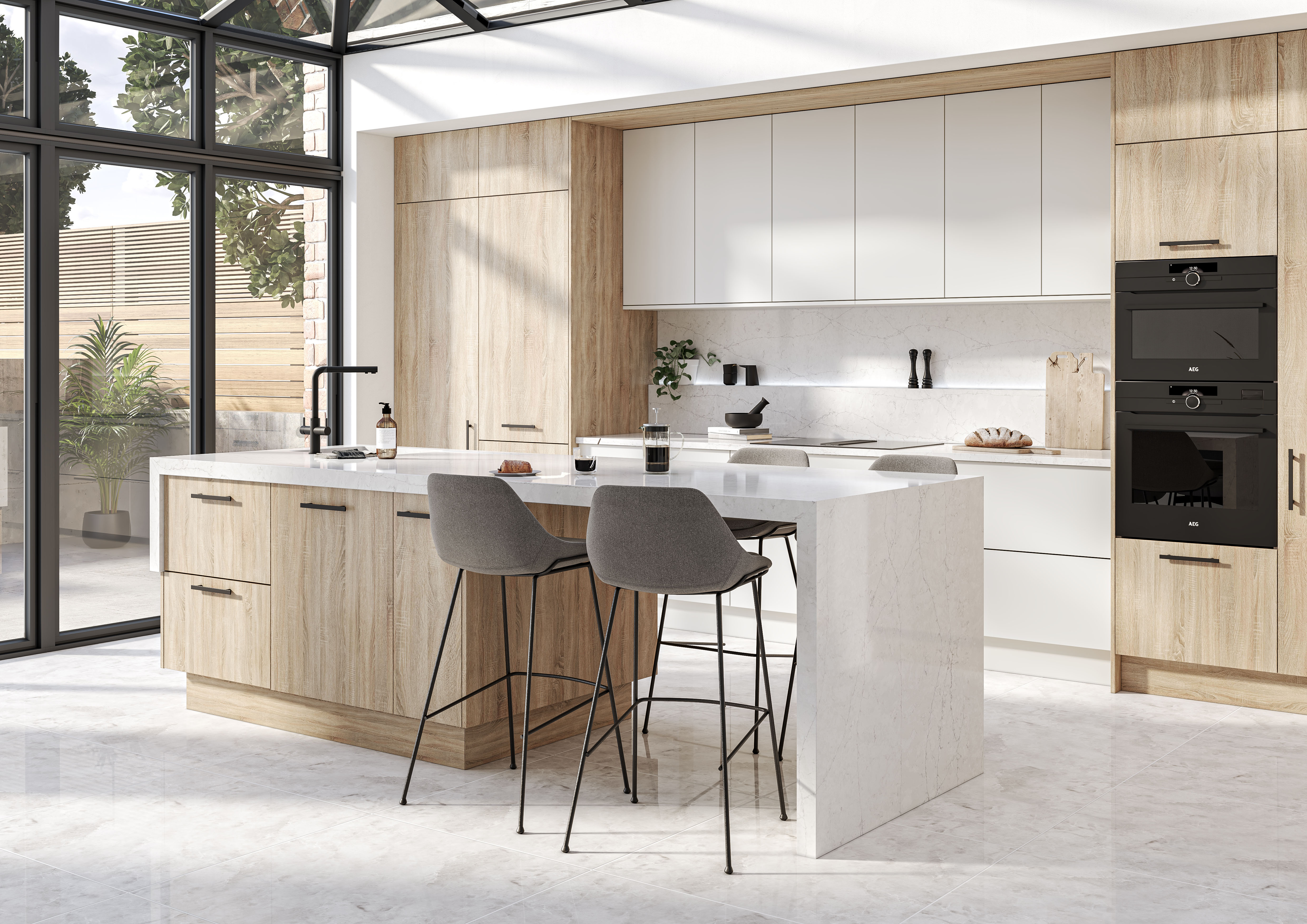 Unity Kitchens Essen Grey Bardlino Oak & Essen Light Grey kitchen