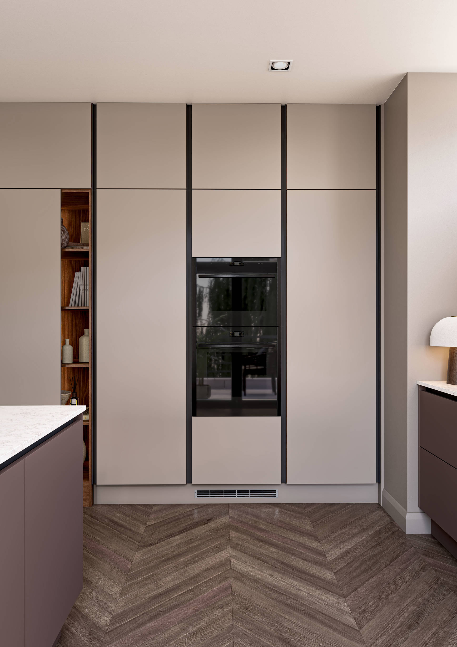 Linea Dark Berry Pebble Grey & Nura in Lincoln Walnut 