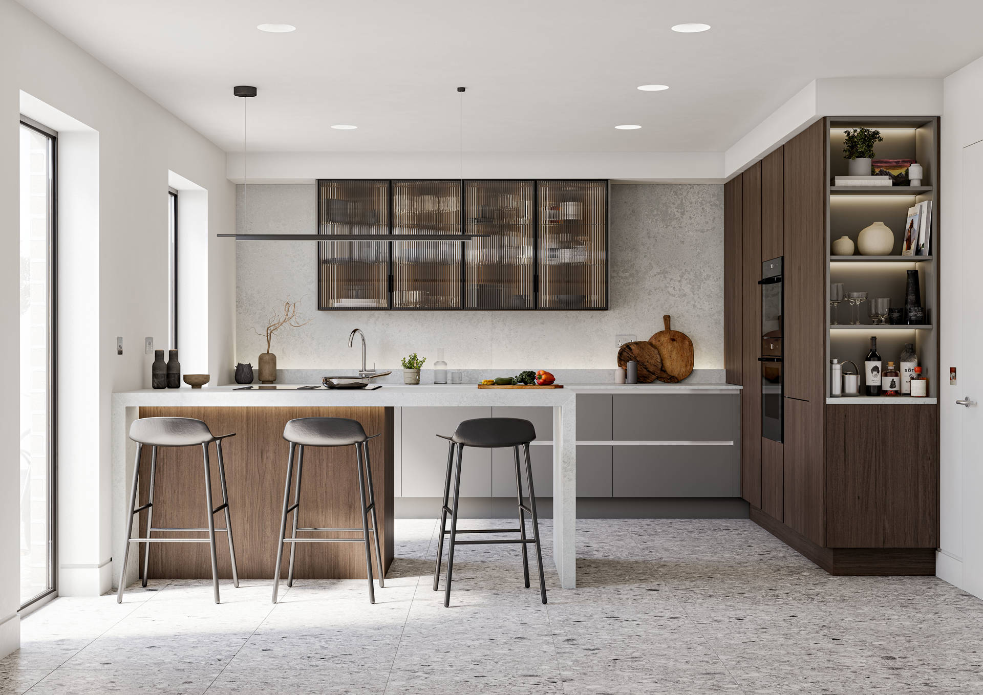 Linea Onyx Grey & Nura Tabaco Oak Linear