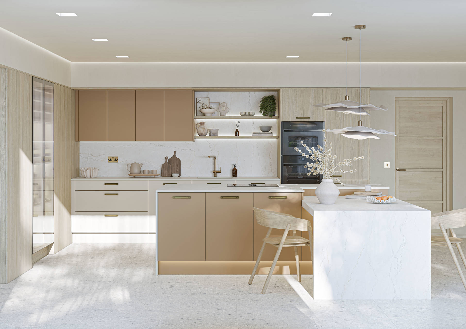 Linea Taupe Grey, Caramel Beige & Nura Greystone Oak