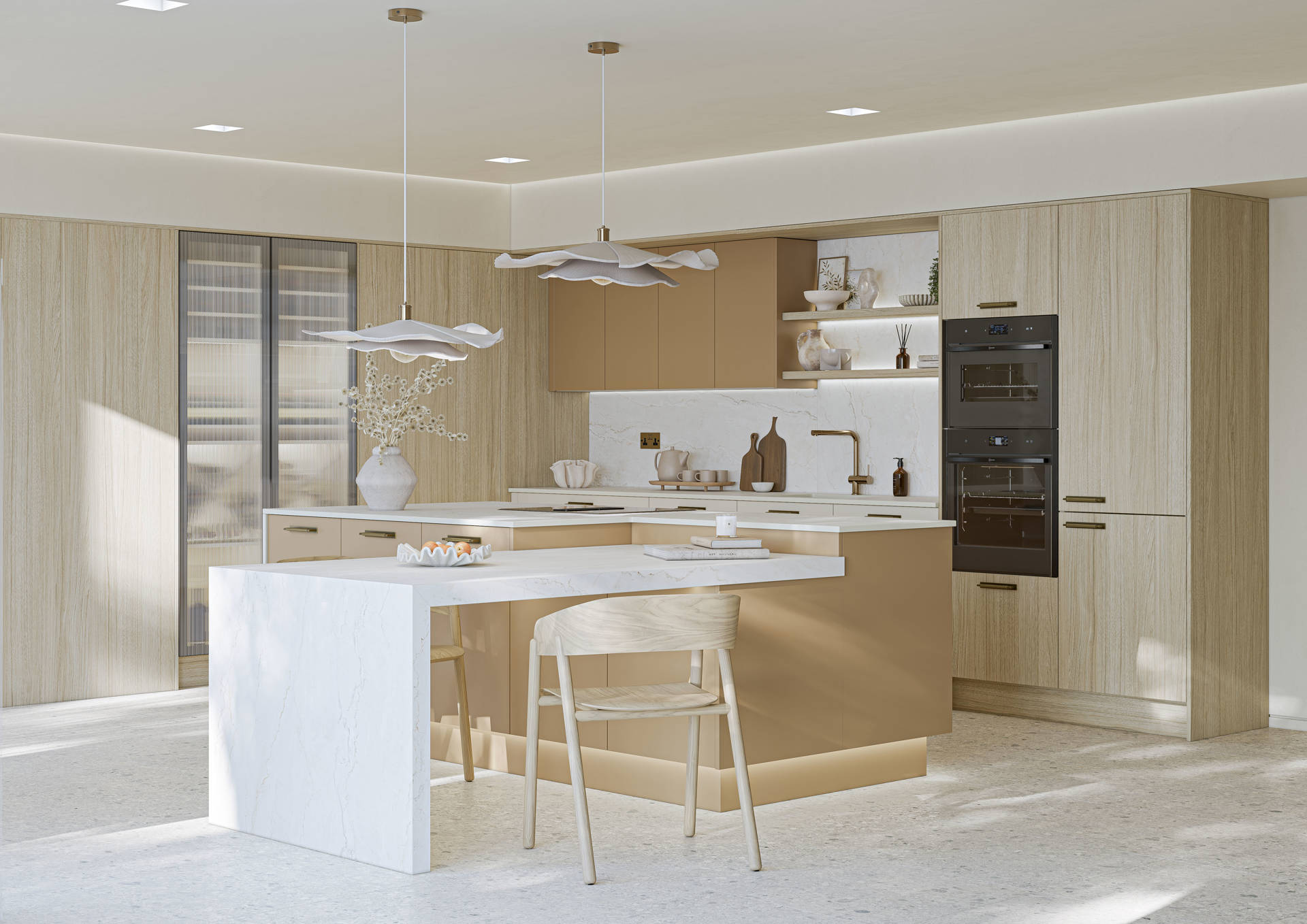 Linea Taupe Grey, Caramel Beige & Nura Greystone Oak