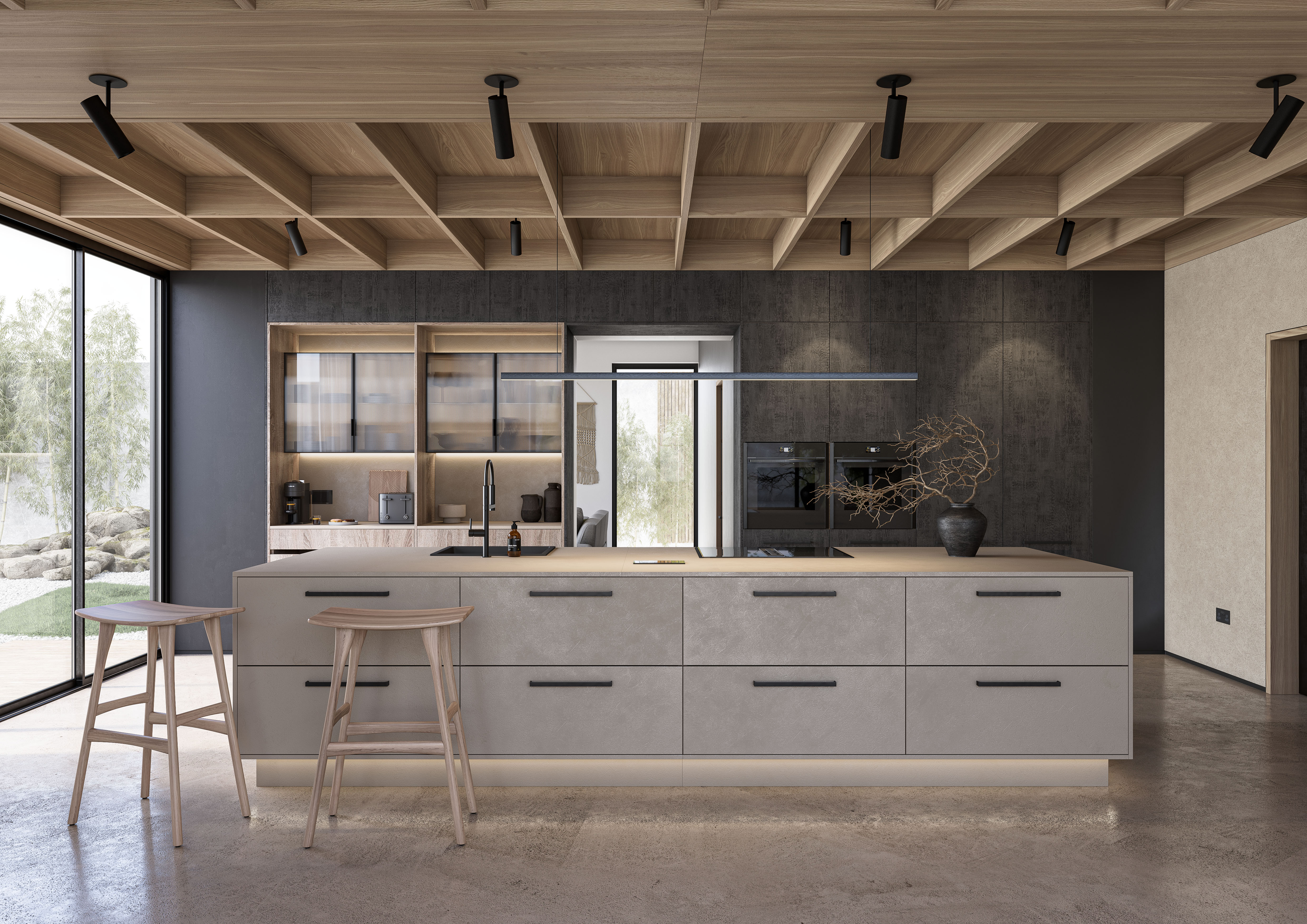 Unity Kitchens Nura Burnt Rovere & Rocca Mocha Cemento kitchen