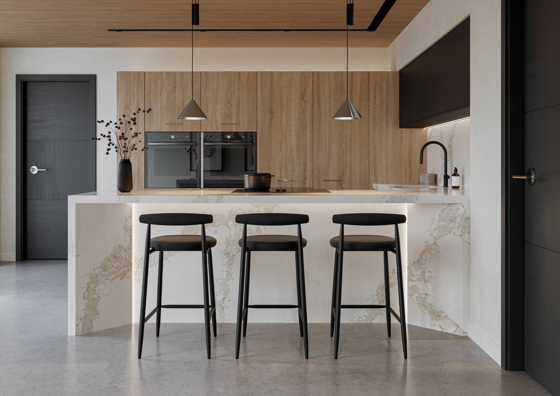 Nura Grey bardolino Oak & Linea Carbon Grey