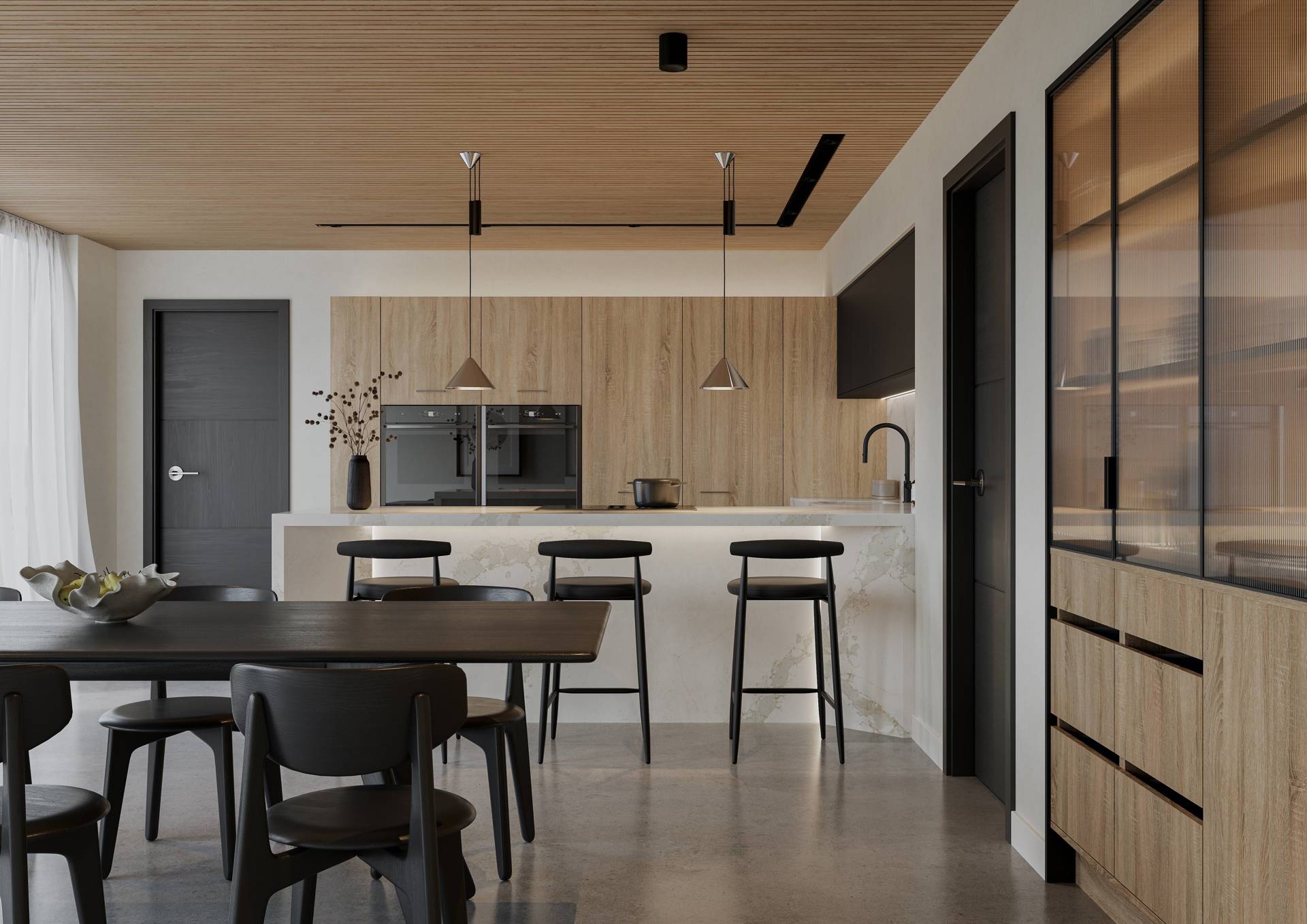 Nura Grey bardolino Oak & Linea Carbon Grey