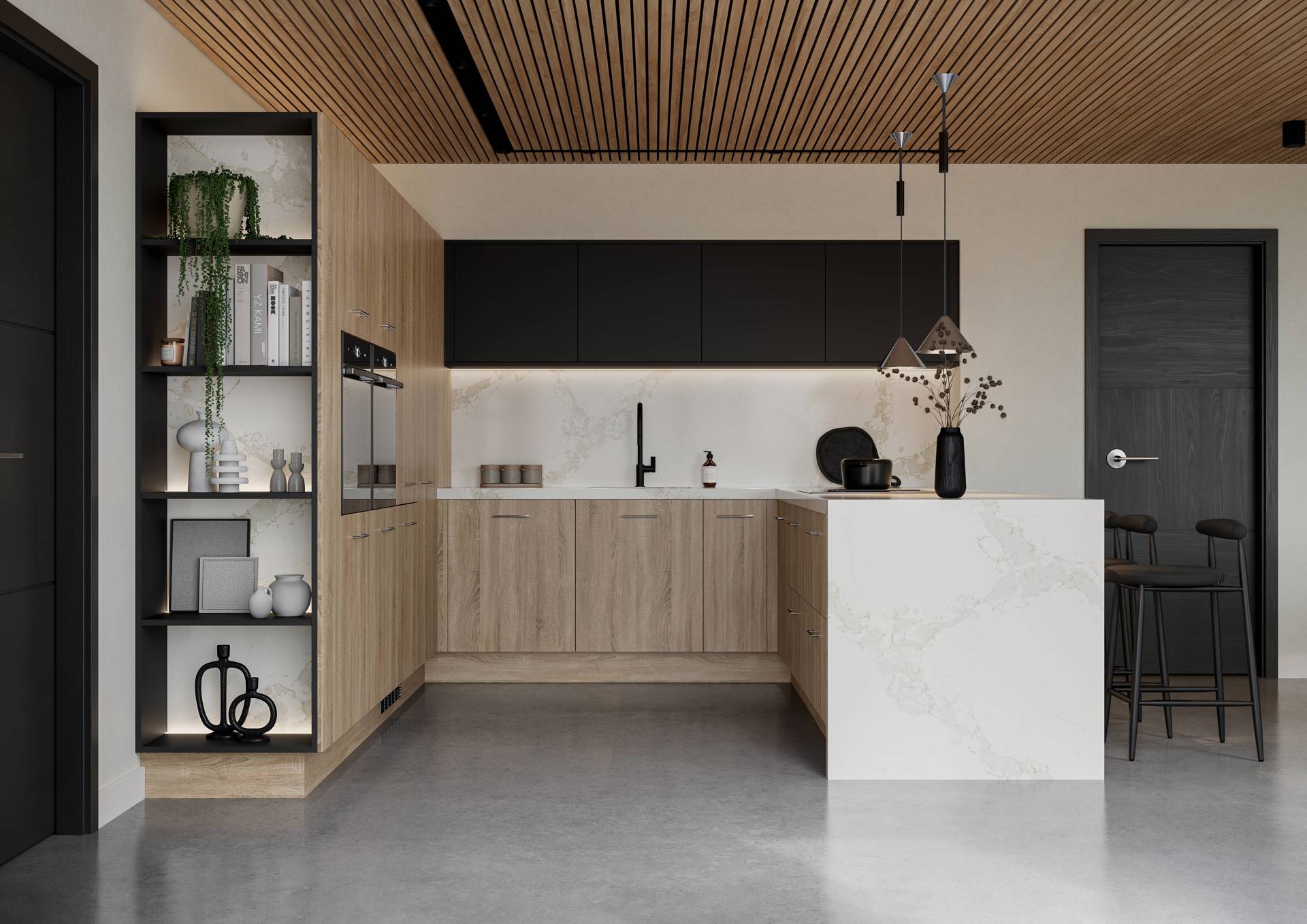 Nura Grey bardolino Oak & Linea Carbon Grey