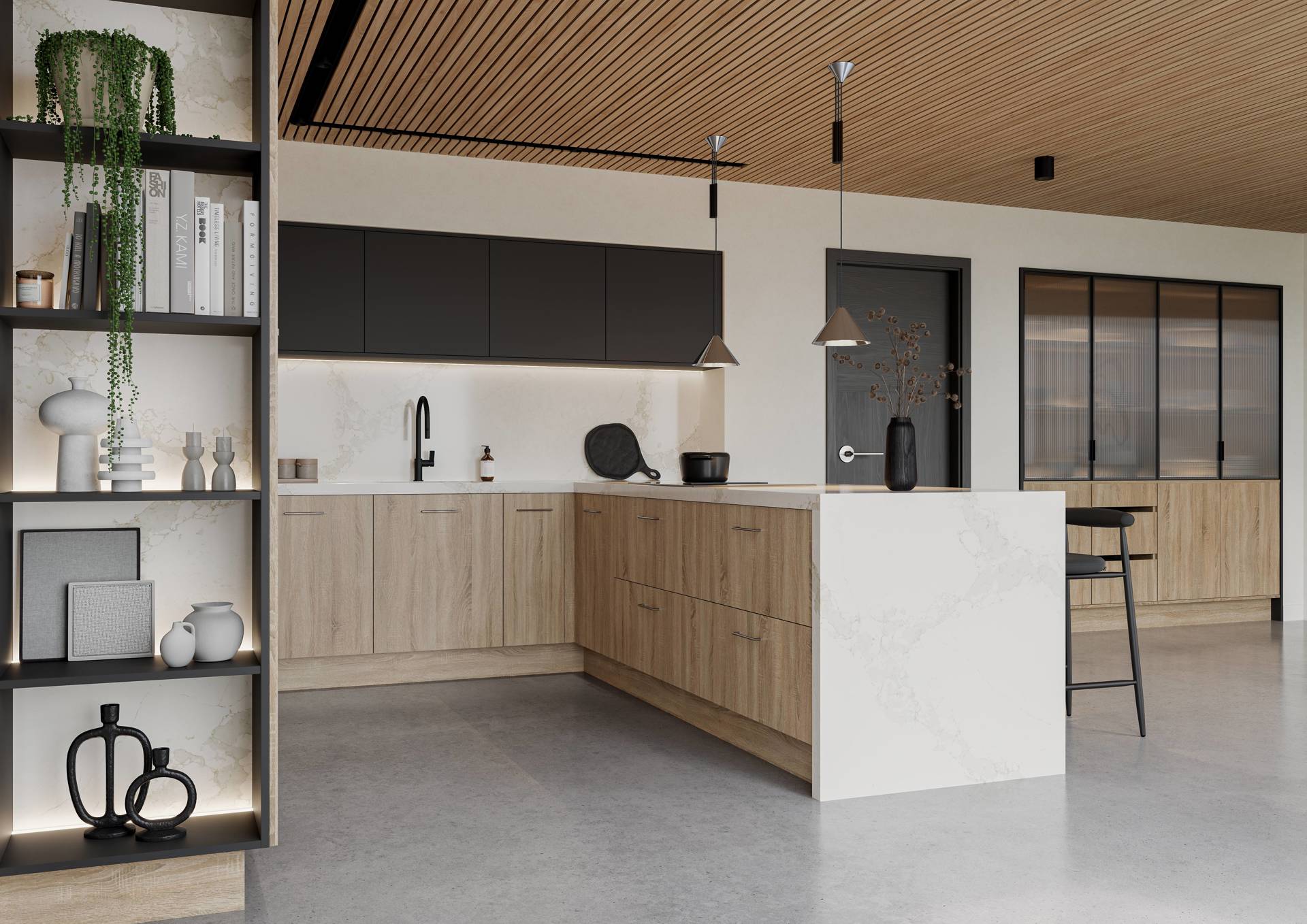 Nura Grey bardolino Oak & Linea Carbon Grey