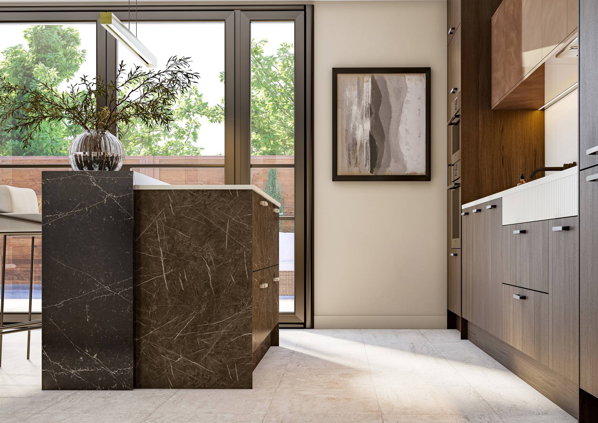 Tobacco Oak Linear, Mocha Pietra and Luxe Bronze Metallic