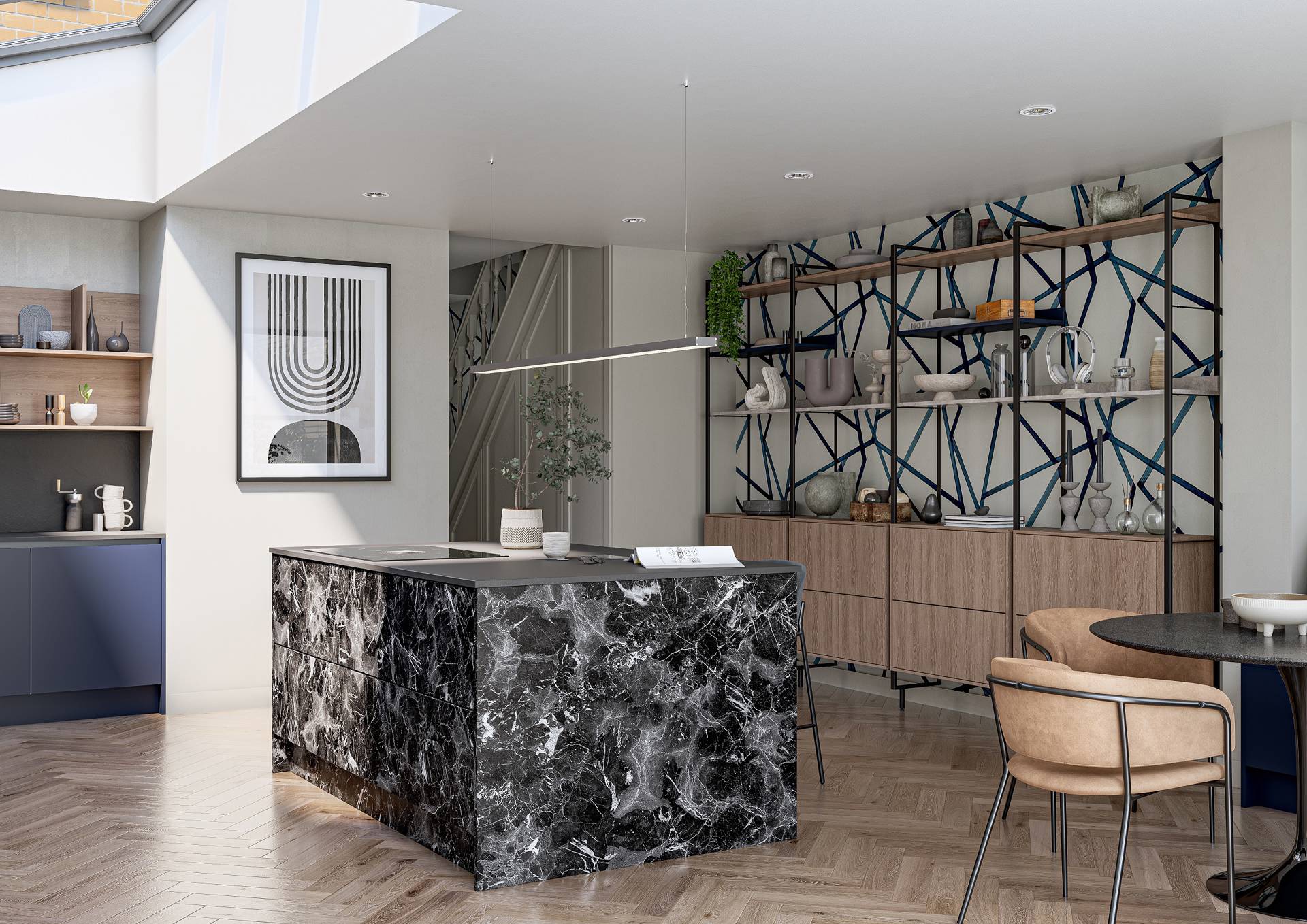 Indigo, Hayward Concrete and Black Marquina